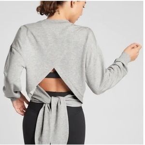 ATHLETA Oasis Tie Back Sweatshirt Grey Heather Size 1X New